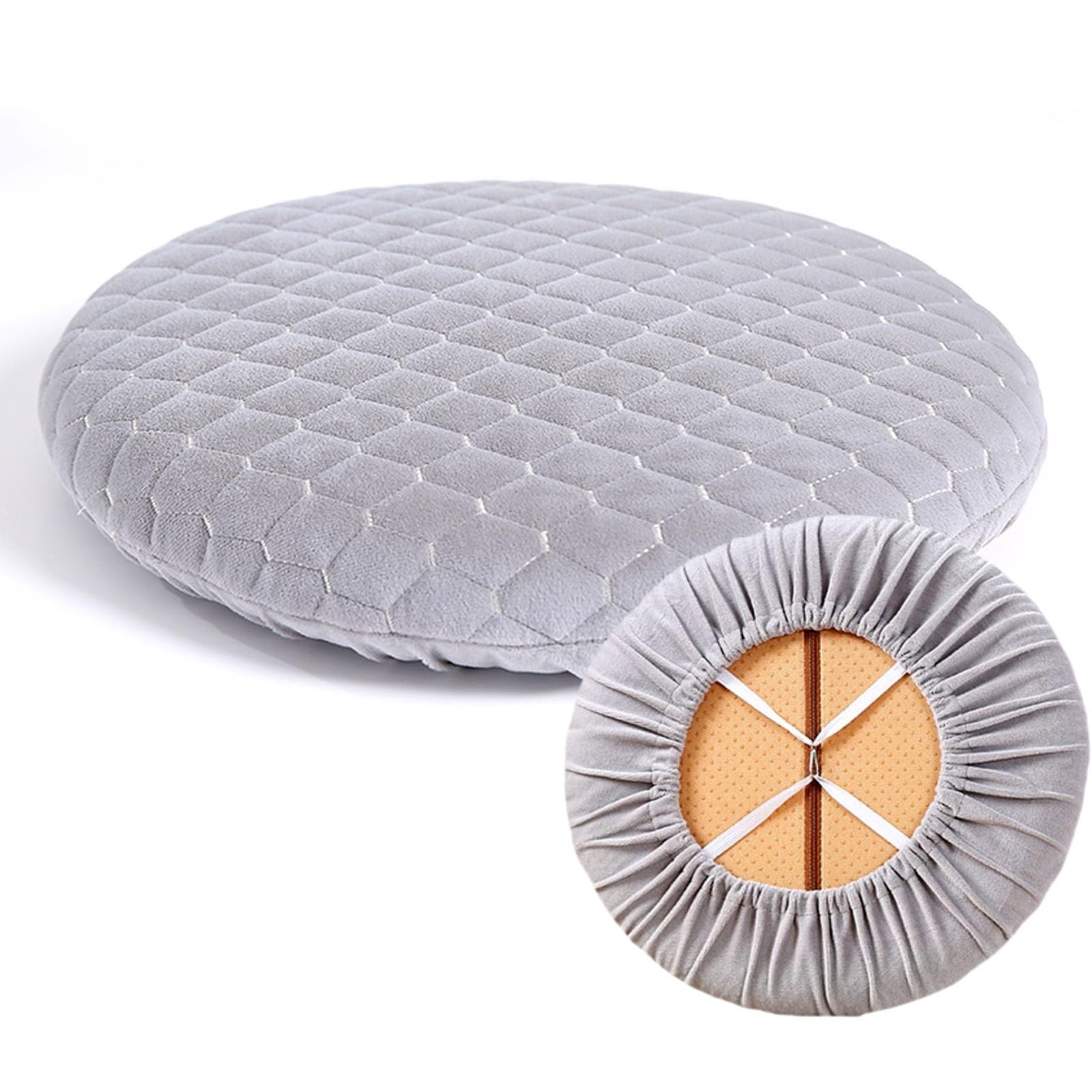 SVFOEBJM Memory Foam Chair Cushion Office Stool Covers With Elastic Thicken Dining Chairs Seat Cushion Comfy/with Zipper(Gray,35cm)