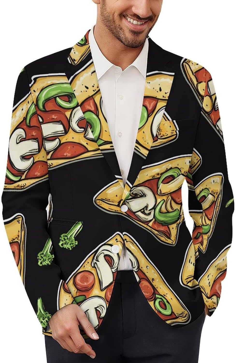Foods Pizza Mens Casual Blazer Two Button Lightweight Sport Coat Suit Jacket