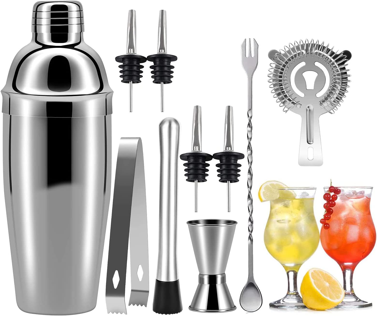 Vezato Cocktail Shaker Set aus Edelstahl 750 ml Hochwertiges