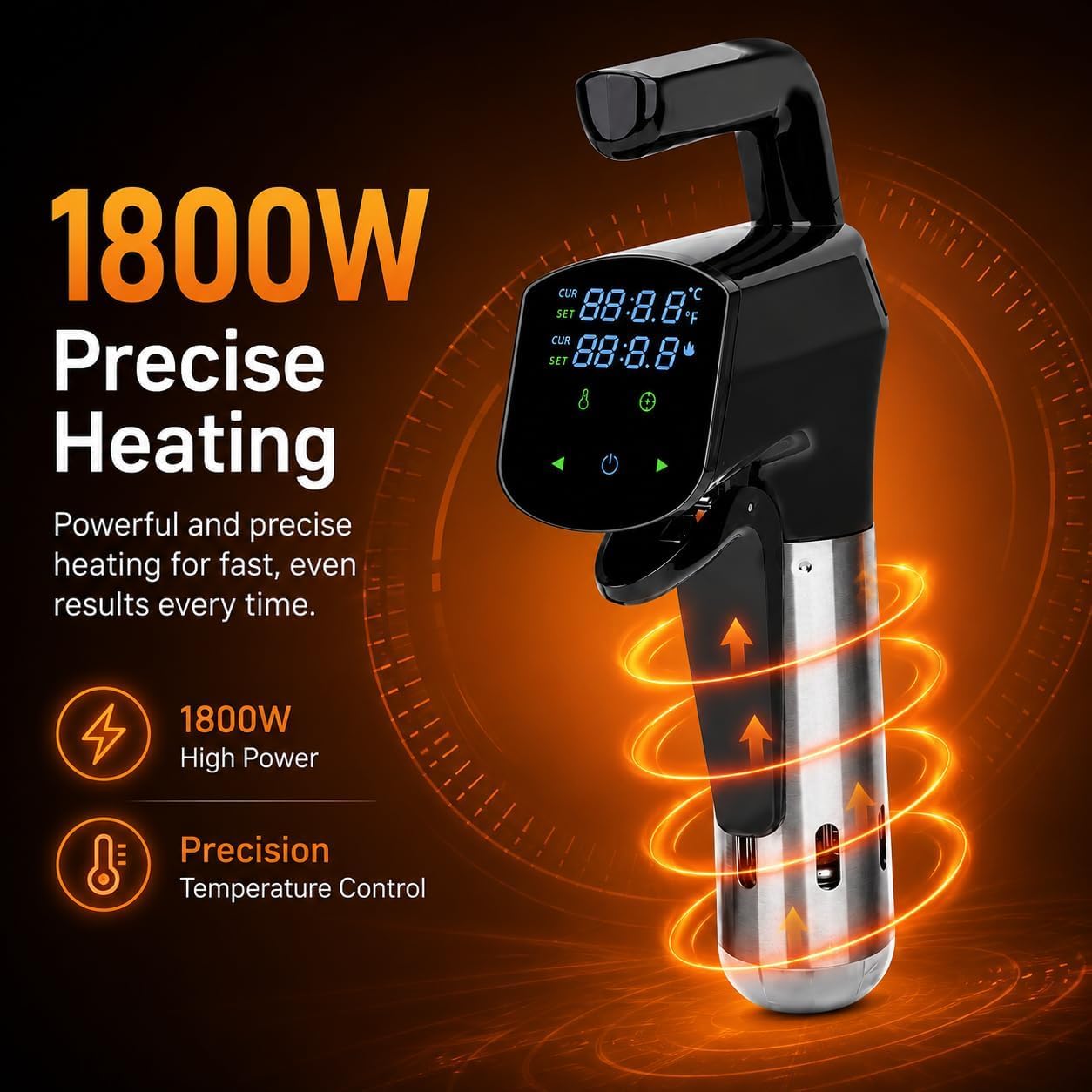 Baño de agua WiFi Sous Vide 1800W Cocina de precisión con pantalla LCD, control de temperatura de 25-95 °C para filetes, pollo, pescado, verduras