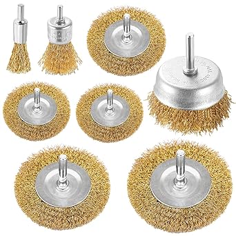 Wire Brush For Drill,9PCS Brass Coated Wire Brush Wheel & Cup Brush Set,Uses Removal Of Rust