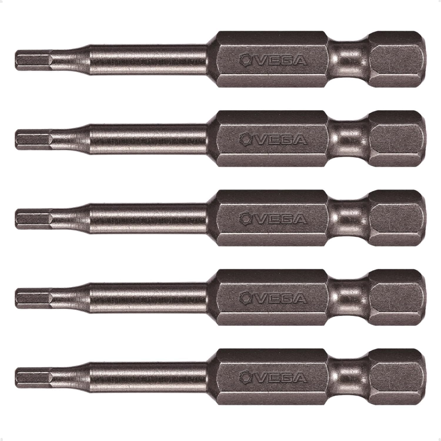 VEGA 2mm Hex Screwdriver Bits. Professional Grade Allen Wrench Hex 2mm, 2 Inch Impact Bits. 150H020A-5 (Pack of 5)