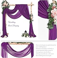 Vista 83 de Tela para envolver arco de boda, 4 paneles de 28 x 20 pies, cortinas de arco de boda rosa para ceremonia, cortinas de tela de gasa para cenador