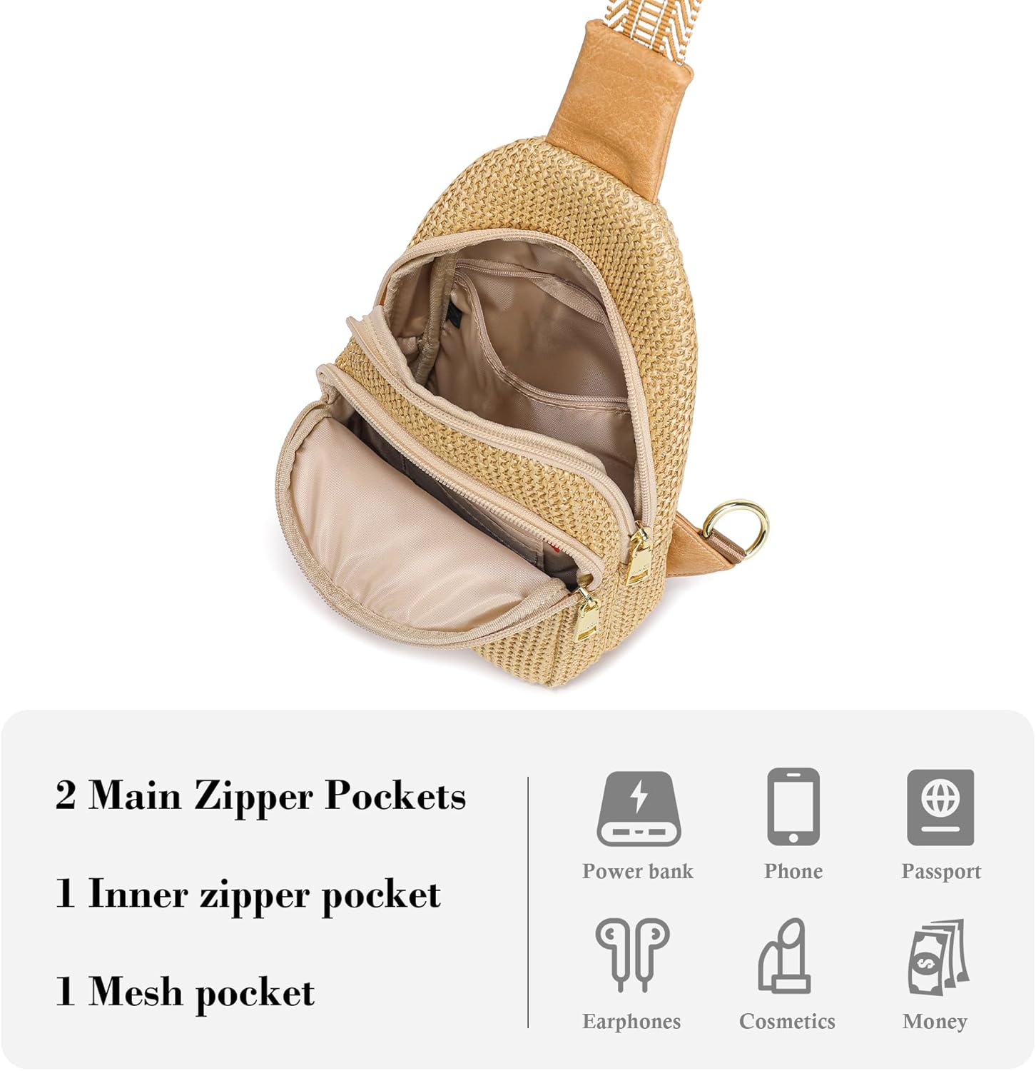 Faux Straw Crossbody Bag for Women Summer Woven Beach Purse Lightweight RFID Blocking Shoulder Bags | Lightweight, RFID Blocking - Image 4