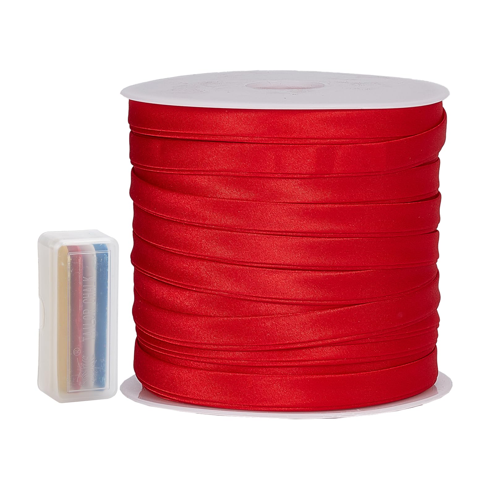Ruban de biais satiné rouge à larges plis de 2/5 pouce robuste