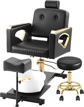 Pedicure Chair No Plumbing for Nail Tech, with Adjustable Footrest and Massage Bath Bowl, Rolling Pedicure Stool,Portable Pedicure Station Unit Beauty Spa Salon Unit Station Technician Supplies