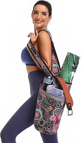 Bolsas de esterilla para yoga, bolsa de yoga, correa de hombro ajustable con bolsillo grande, se adapta a muchos accesorios para yoga