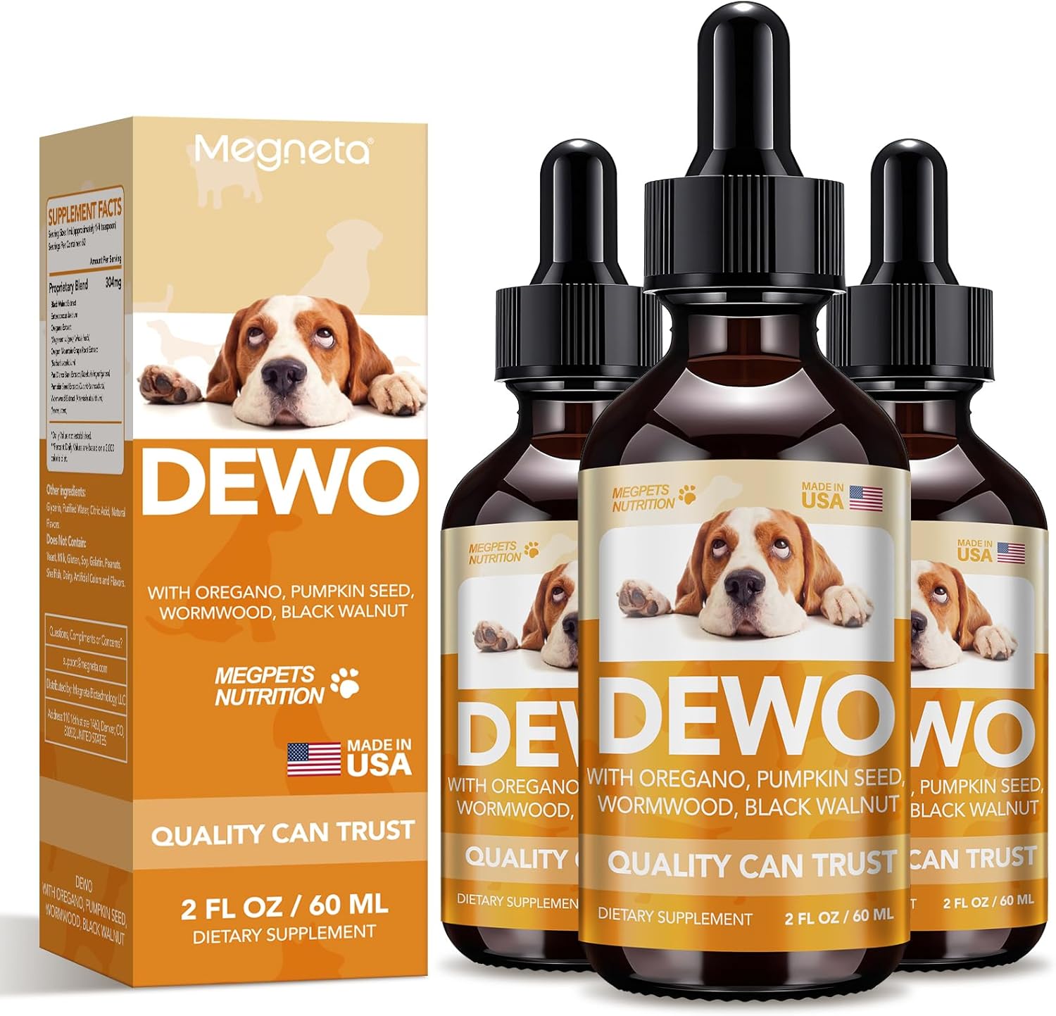 Natural Intestinal Defense Supplement for Dogs & Cats –with Wormwood, Black Walnut & Probiotic,6 FL.OZ