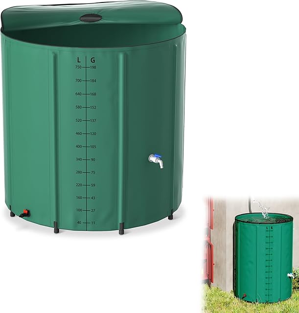 YRHome YRHome 750 Liter Faltbare Regentonne Regenwassertonne Regenwassertank UV-stabil & witterungsbeständig Mit Überlaufsc — Regenfässer