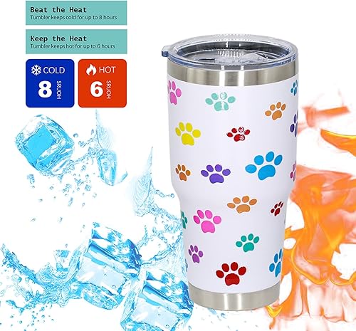 Miniatura 4 de Bonito vaso de 30 onzas para los amantes de los perros con patrón elevado 3D doble pared de acero inoxidable con aislamiento de alta calidad con