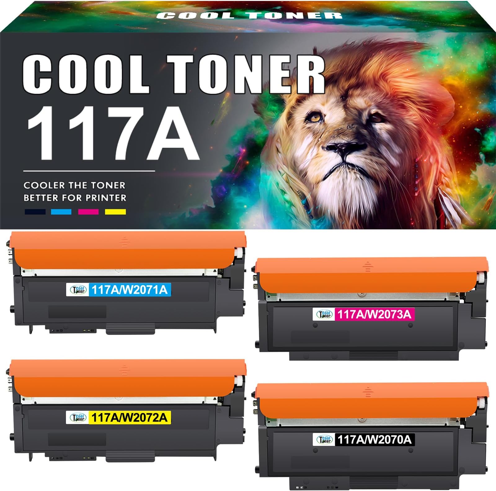 117A Cartridge Compatible with HP Color Laser MFP 178nw 179fnw 150nw 150a 178nwg 179fwg 178 179 150 W2070A W2071A W2072A W2073A 117A Ink (Black Cyan Yellow Magenta Pack of 4)