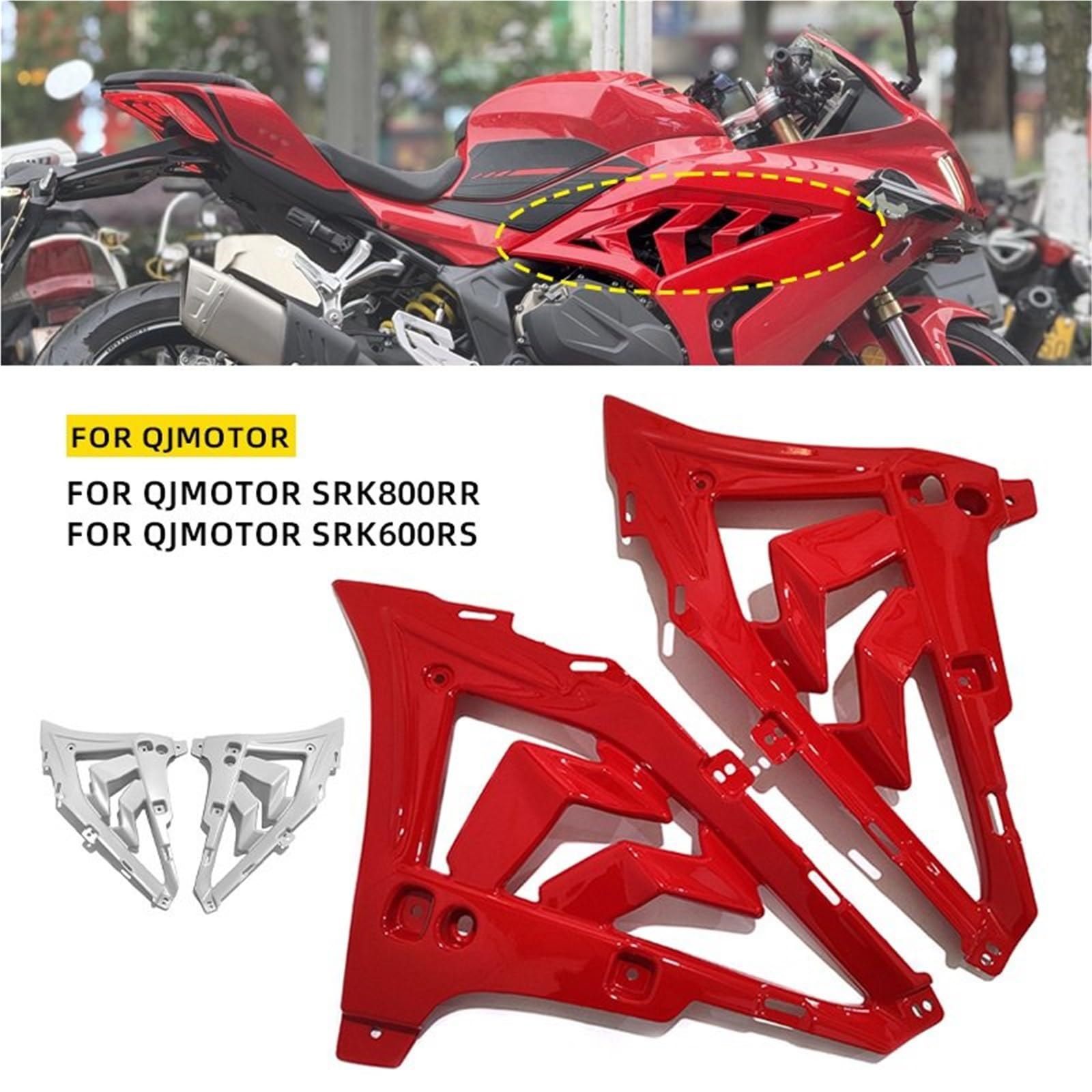 Pasuje do QJMOTOR SRK800RR SRK600RS Panel boczny Rama owiewki Spoiler Osłona boczna Okna Boczne Spojler Skrzydło dachowy