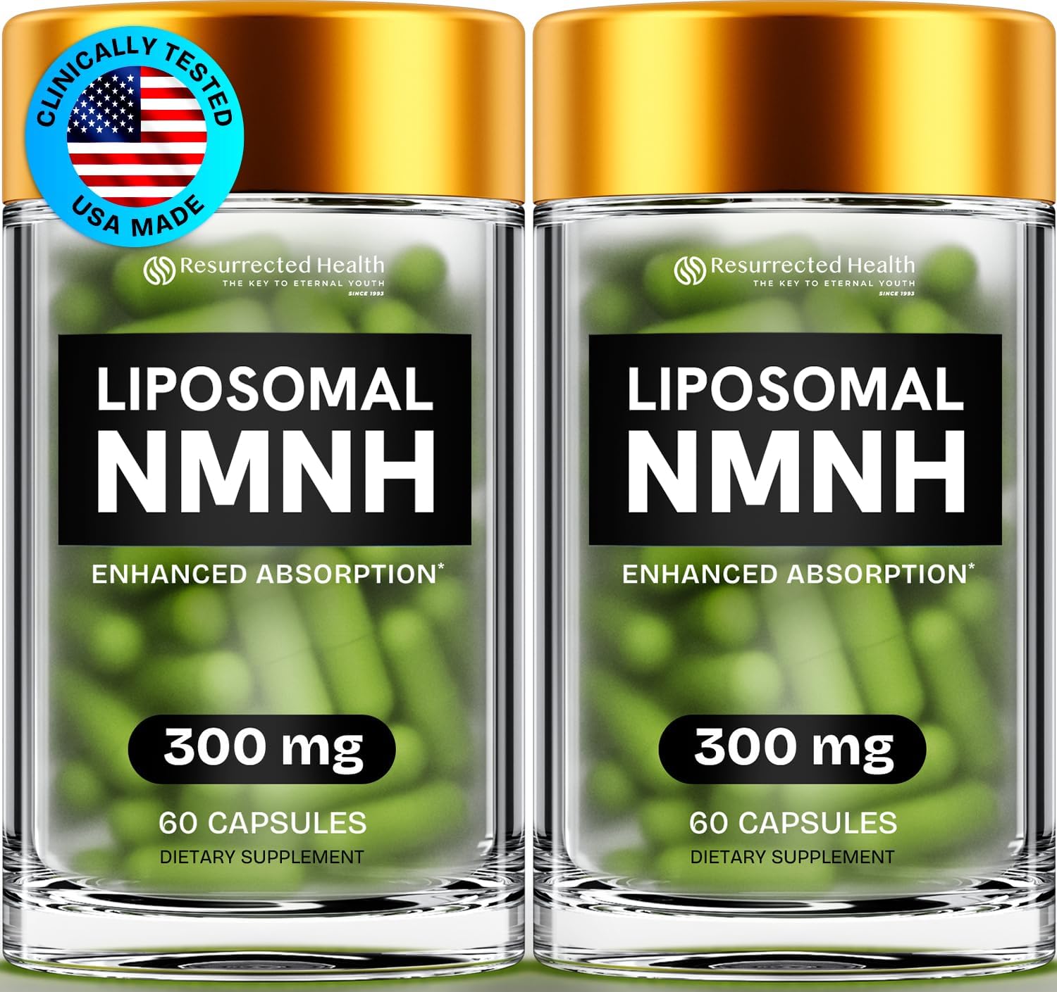 Liposomal NMNH Supplement 300mg – Boosts NAD Anti-Aging, Energy & Focus – NMM Capsules Alternative to for Cellular Vitality – Third-Party Tested, 120 Vegan Capsules | 2 Packs