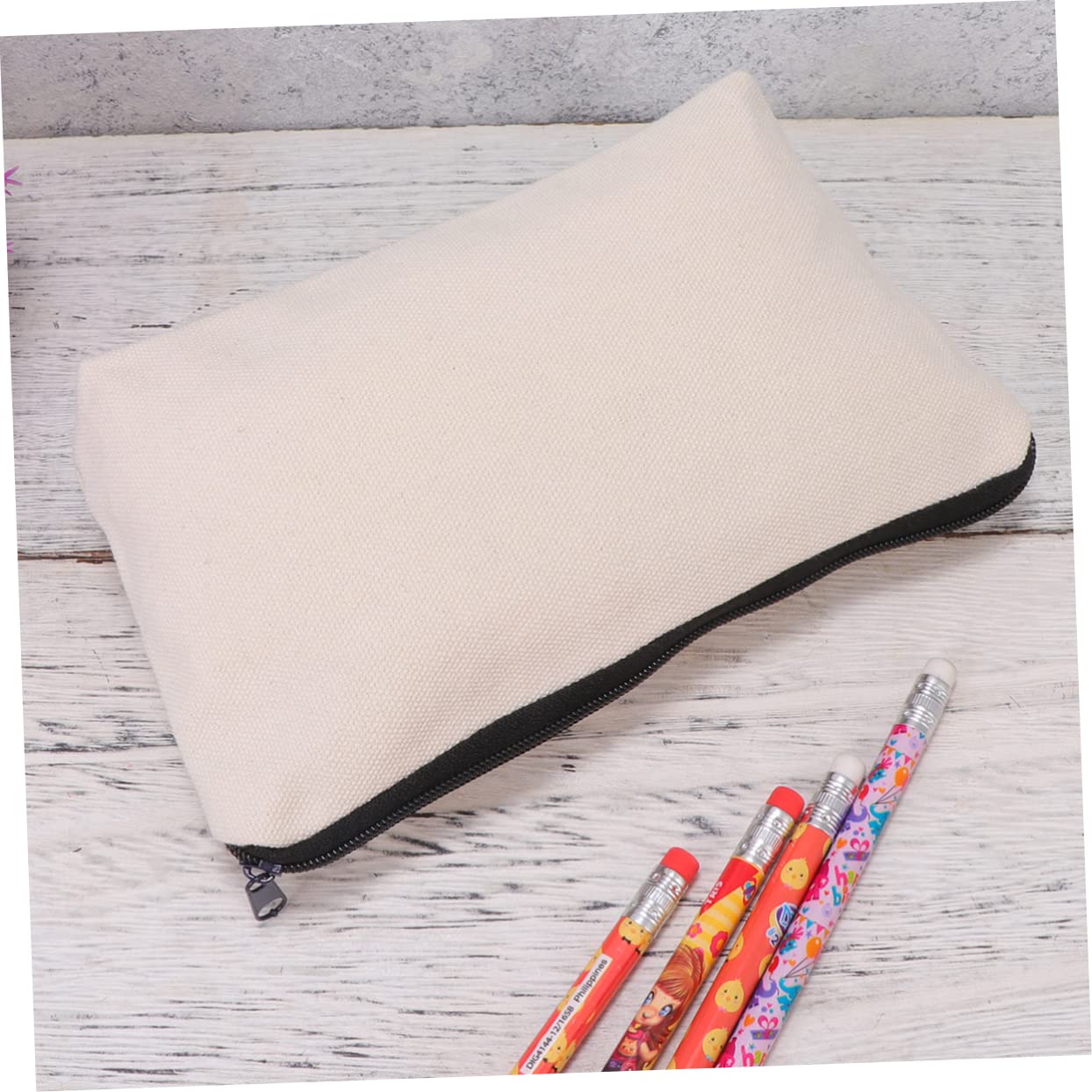 STOBOK 20pezzi Astuccio Tela Beige Con Cerniera Borsa Multifunzionale Per Cancelleria e Accessori Da Ufficio Comoda e Leggera Per Scuola e Viaggi