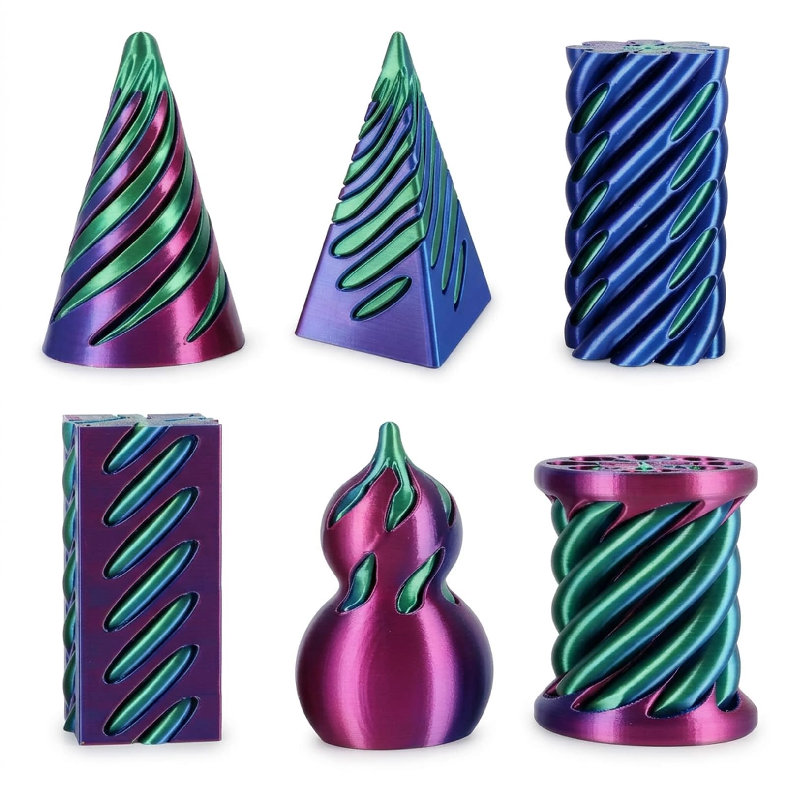 6Pack 3D Printed Fidget Toys,Impossible Spiral Cone Sensory Toys for Stress Relief and Focus,Impossible Cone,3D Printed Spiral Cone Fidget Toy,Mini Stress Relief Desktop Decorations Toy for Adult Gift