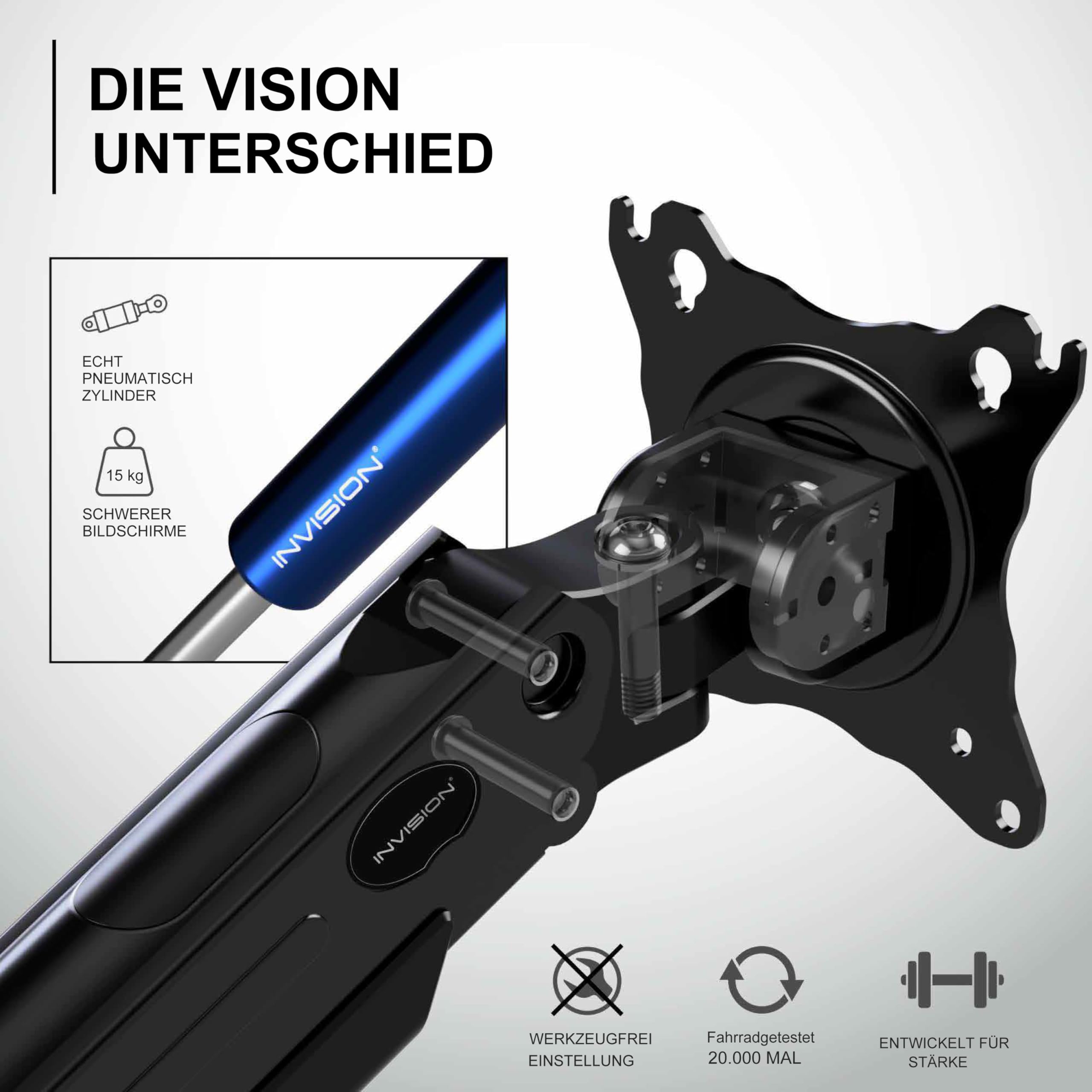 Invision Monitorarm Halterung fur Monitore von 24"-40" VESA 75/100mm ergonomisch höhenverstellbare Schreibtischklemme 2-15 kg (MX450)