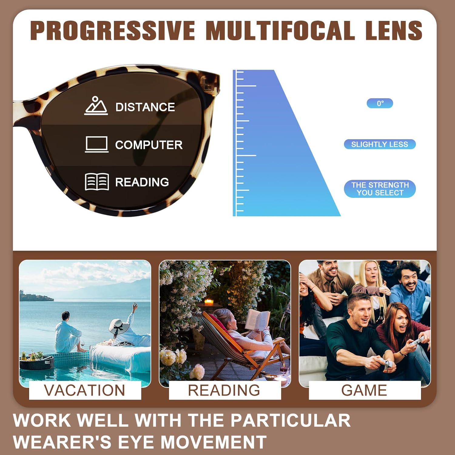 Progressive Multifocal Sunglasses for Women Men, Multifocus Sun Readers Outdoor Reading Sunglasses Women's with UV400 - Image 3