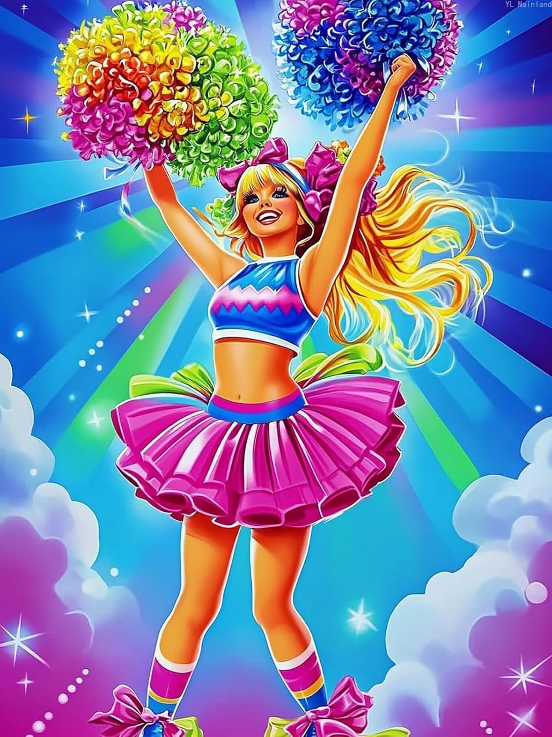 Cheerleader in Spotlight Diamond Art Kits for Adults, Cheerleading DIY 5D Diamond Painting Kits for Beginners, Diamonds Pictures Gem Art for Adults Crafts Home Decor 12x16Inch