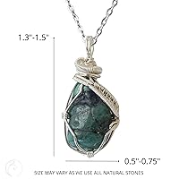 Vista 42 de NEW Designs by Nature Gems Handmade Fire Opal Necklace, October Birthstone Jewelry, With 24 Inch Silver Plated Chain, With a Gift Box, Handmade in