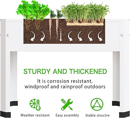 Miniatura 4 de Cama de jardín elevada con patas desmontables, maceta de metal elevada para cultivar hierbas frescas, verduras, flores, suculentas y otras plantas