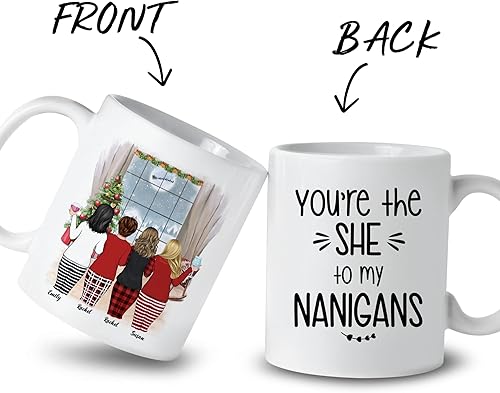 Miniatura 59 de Gossby Taza de café de Navidad personalizada para amigas, regalos de amistad personalizados para mujeres con diseño, nombre, regalo de mujer para 3