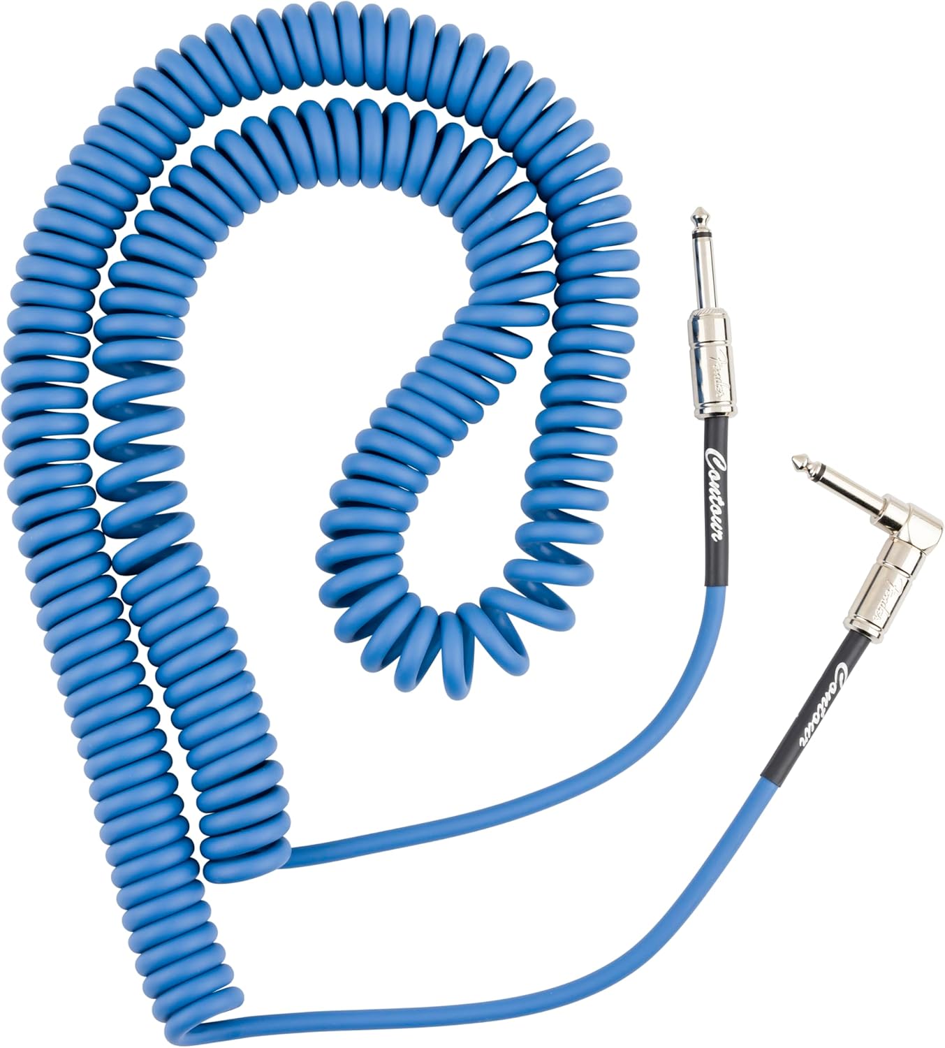 Fender Contour Coiled Instrument Cable, Guitar Accessories, Straight/Angle, Lake Placid Blue, 30 ft - Image 4