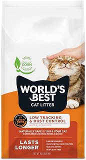 World's Best Cat Litter Low Tracking Dust-Free Multi-Cat Unscented 15 lbs - Flushable Clumping Corn Litter Made in USA