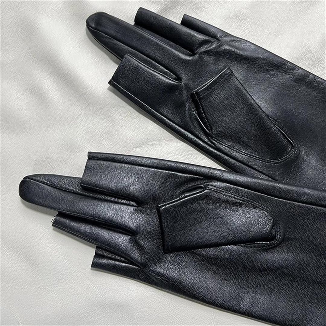 Kelsiop Damen Lange Lederhandschuhe Schaffell Mode Warm Winter Elegant Weich Gefüttert Fäustlinge