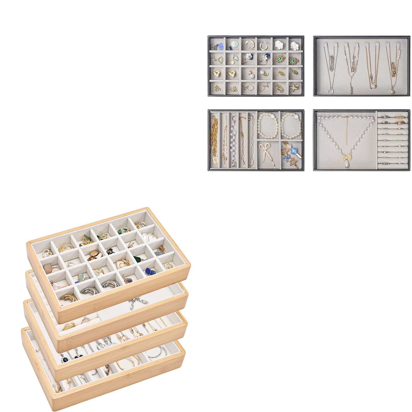 Amazon.com: ProCase Set of 4 Stackable Jewelry Organizer Trays for ...