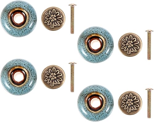 Miniatura 1 de Beavorty 4 pomos redondos para gabinete, pomos redondos para cajones de hongos, manijas de gabinete de un solo agujero, tiradores de cajones para