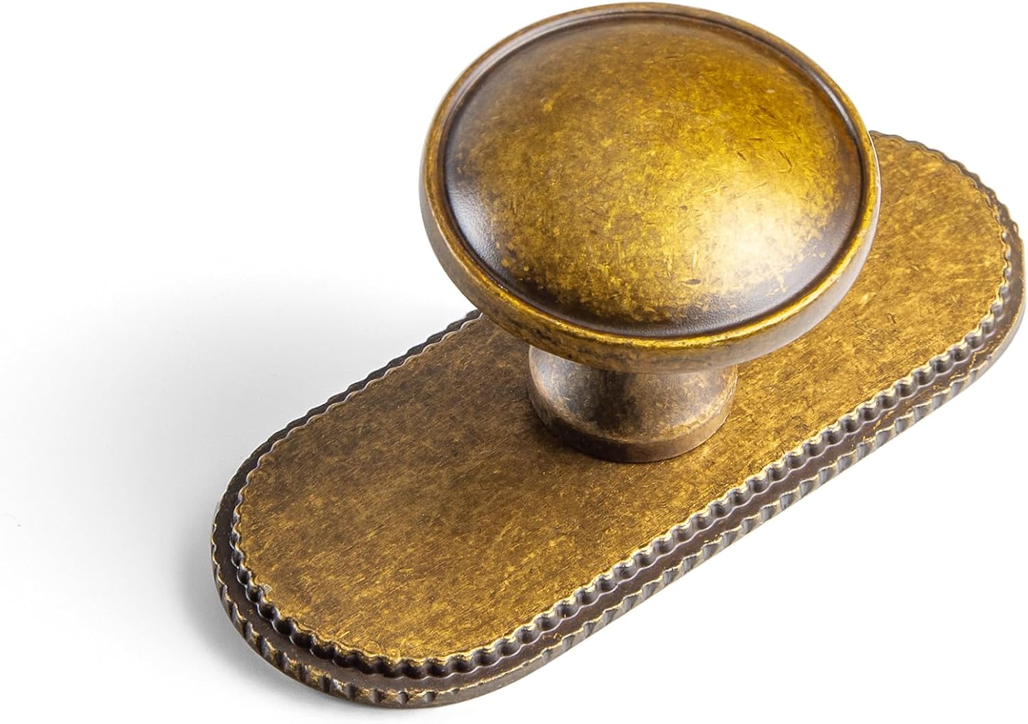 6 Pack Champagne Bronze Cabinet Knobs with Backplate, Solid Zinc Alloy Round Mushroom Drawer Pulls for Kitchen Cupboard, Dresser, Wardrobe Renovation