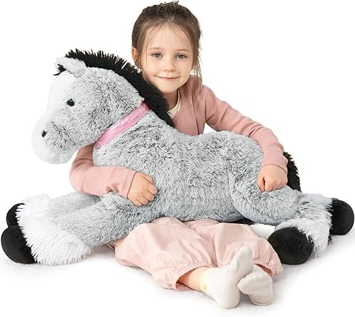 Miniatura 11 de MaoGoLan Almohada de Peluche de Animal de Caballo Gigante de 47 pulgadas - Juguete de Caballo de Peluche con Manchas Appaloosa para Niña Niño Niños