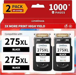 LinkDocs 275XL Remanufactured Ink Cartridge Replacement for Canon 275XL 275 PG-275XL Ink Cartridges Work for Canon PIXMA TS3522 TR4720 TS3520 TR3700 Printer (2 Black)