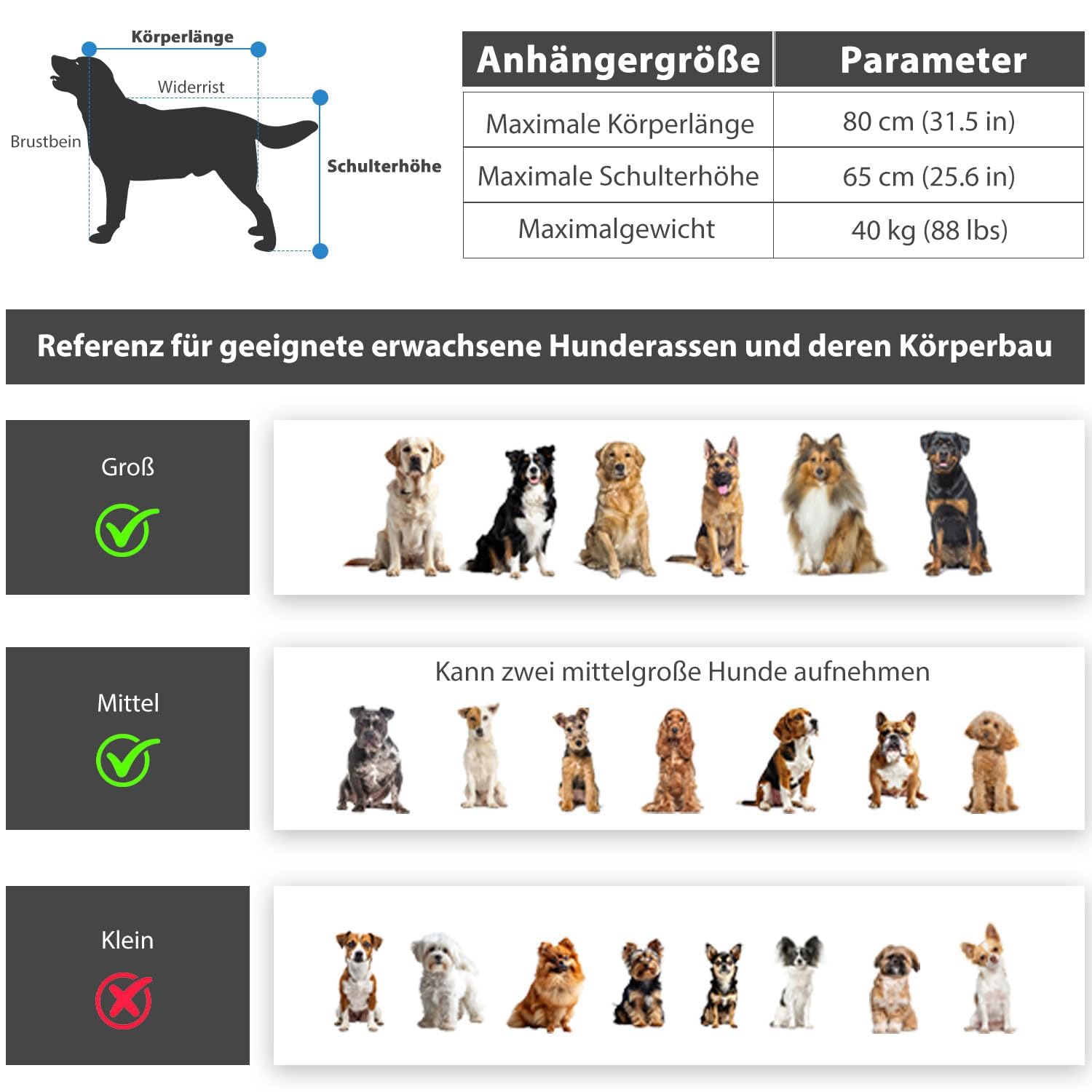 XL Hundeanhänger Fahrrad & Jogger 2-in-1 mit Handbremse und Reflektoren, stabiles 600D Oxford-Gewebe, Hundetransporter bis 40 kg
