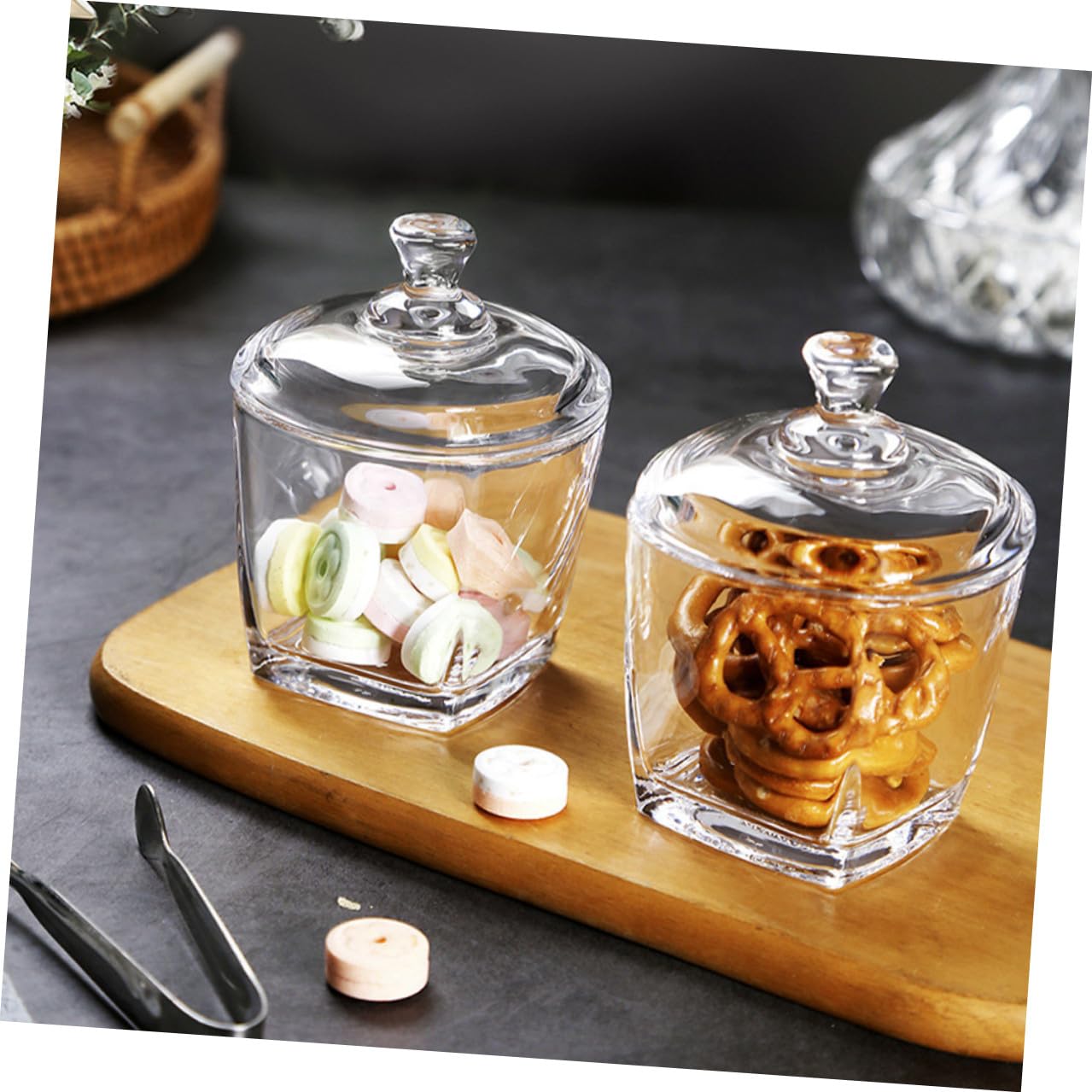 TOYANDONA 2 Stück-pack Glasbehälter mit Deckel 260ml für Snacks und Kekse aus Glas mit Abdichtung und Feuchtigkeitsschutz im Einfachen Stil
