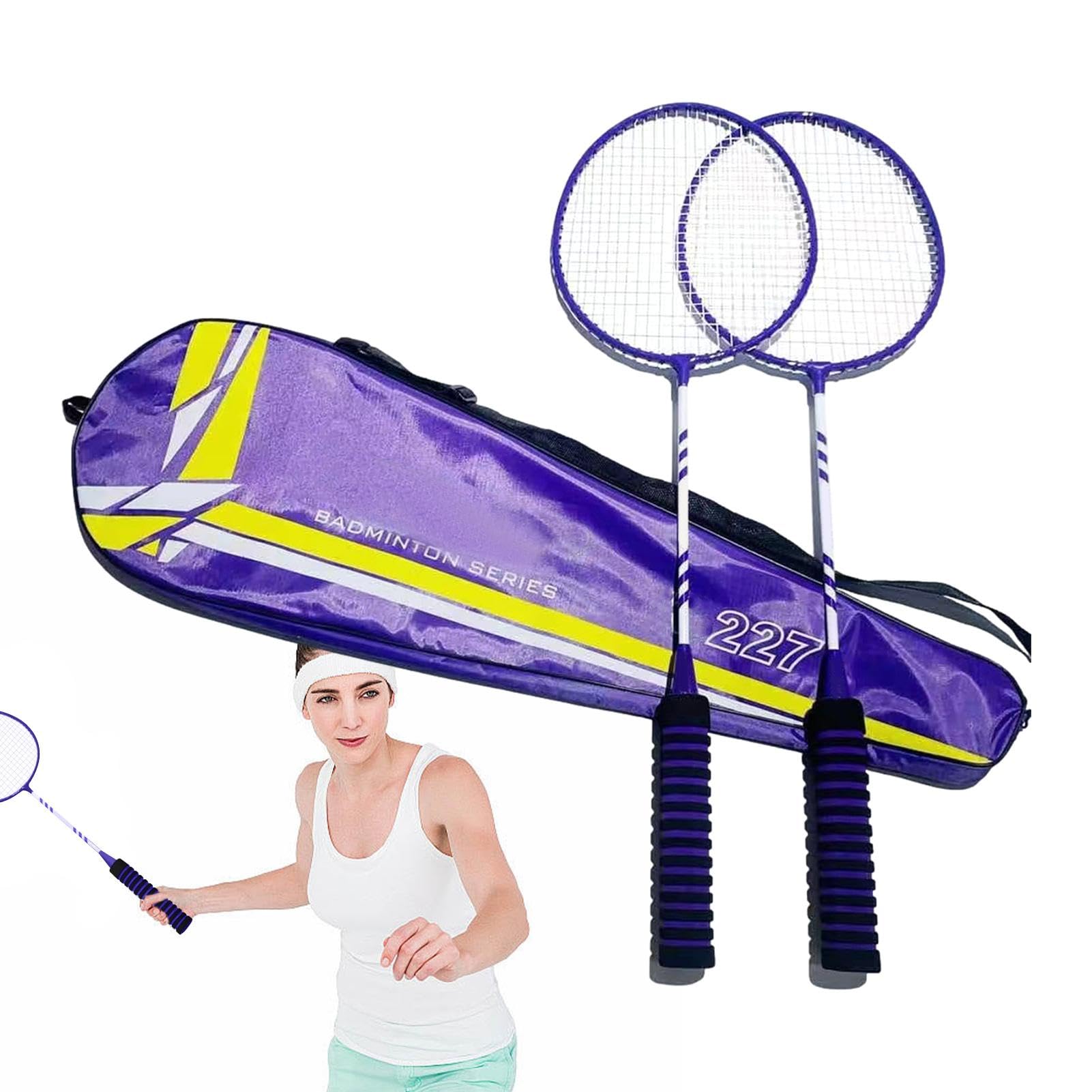 Raqueta de Bádminton | Juego de Reemplazo de Raquetas de Bádminton Ligeras para 2 Jugadores - Raquetas antideslizantes para equipos de bádminton, Juego Familiar de Playa para