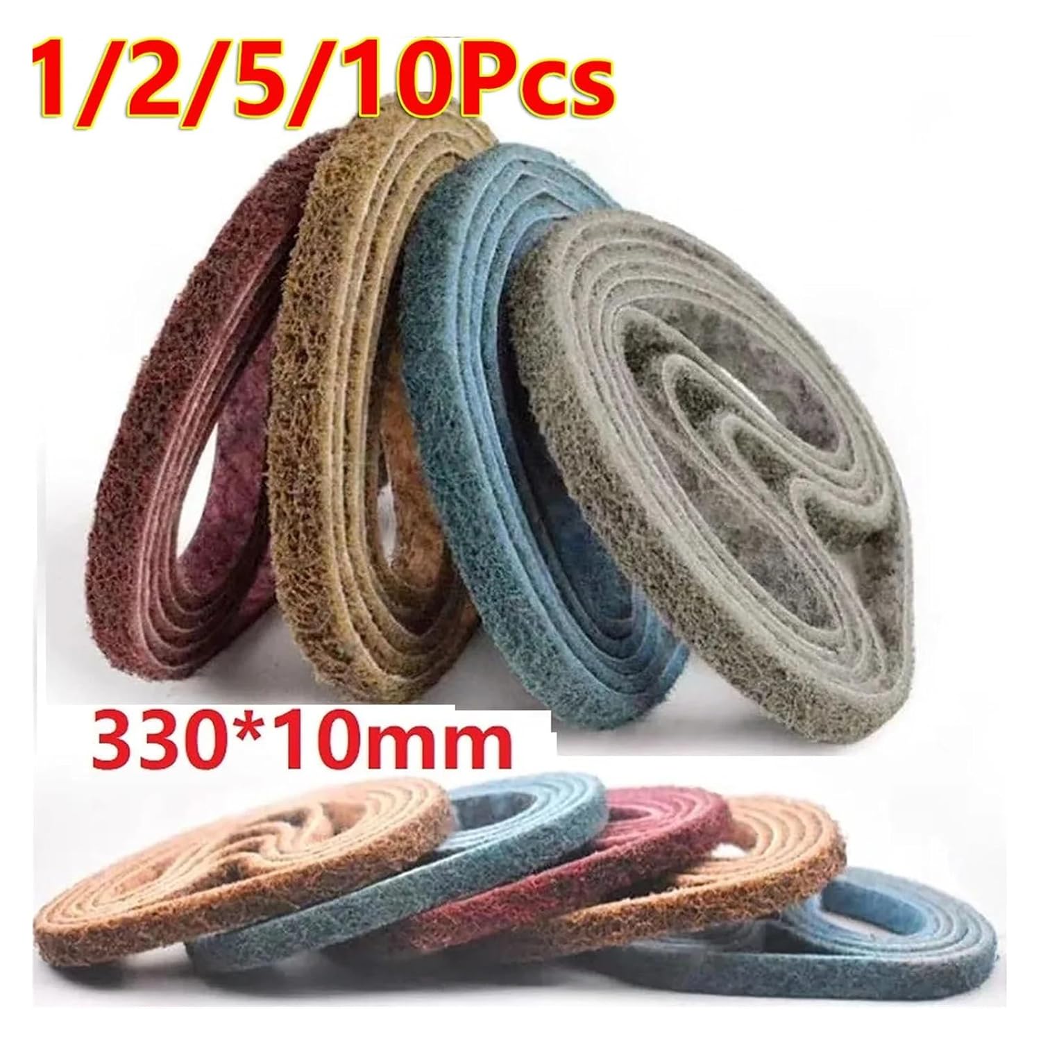 1/2/5/10Pcs 10x330mm Abrasive Grinding Strips Tapes Non Woven Sanding Belt 150/240/320/600 File Polisher Abrasive Band Striping(150Grit Brown,2pcs)