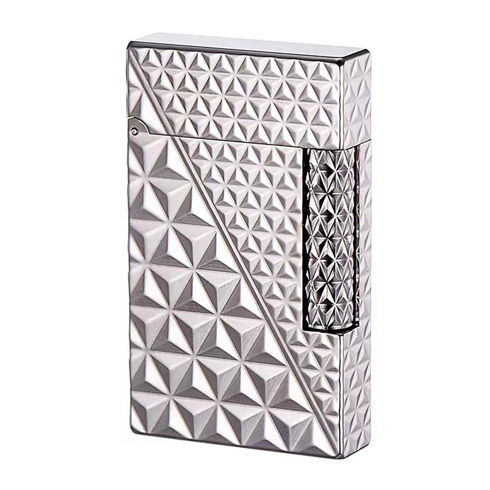 Jianchen Men's Silver Classic Steel Tone Trench Lighter - Kerosene/Butane Diamond Pattern Split Texture Lighter For Dad, Husband Or Collect