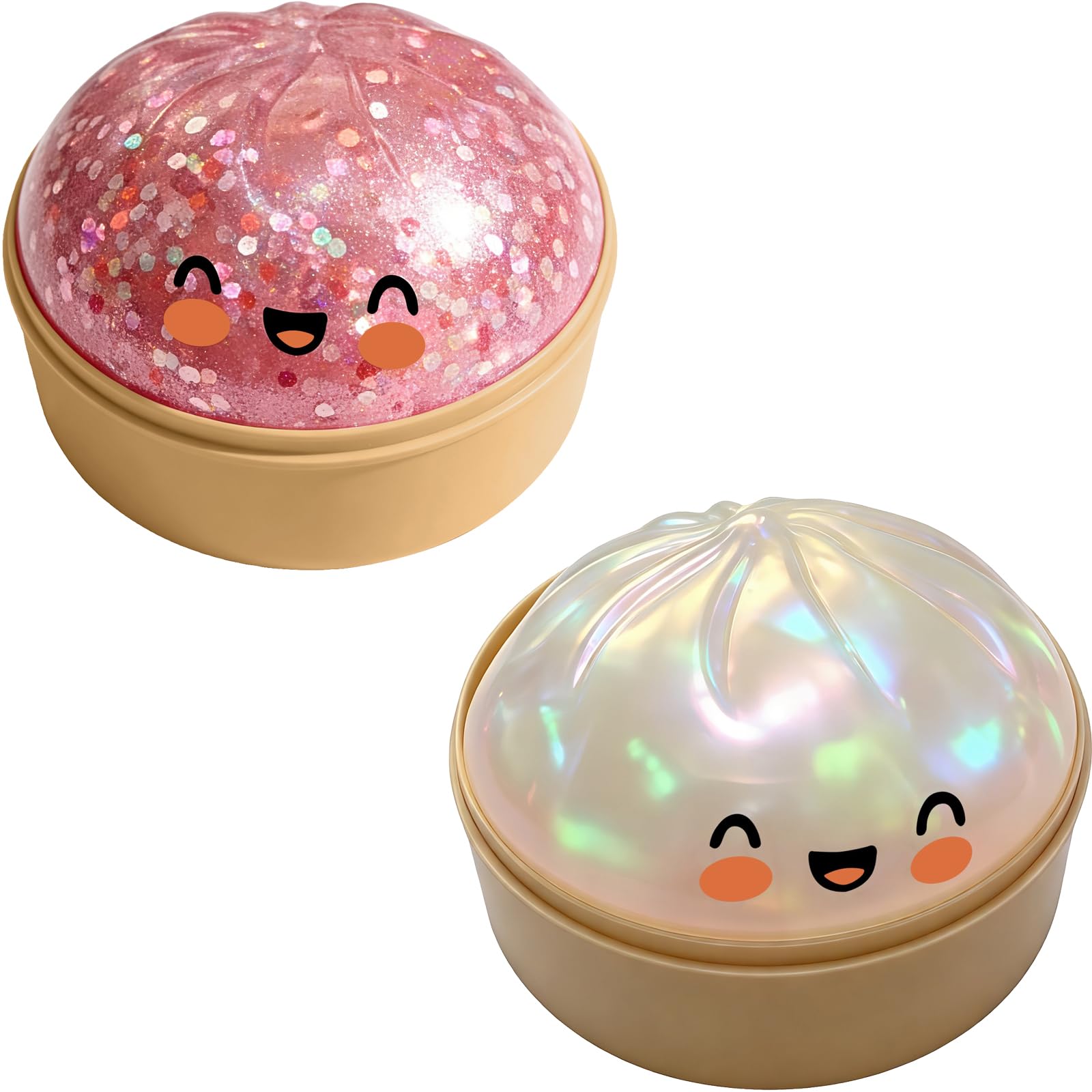 Giant Dumpling Squishy, Colorful Dumpling Stress Fidget, Glitter Dumplings Squishies Toy, Stress Relief Squishy Toys, Cute Soft Glitter Calming for Relaxation Boys Girls Children Adults (2pcs) — image 1