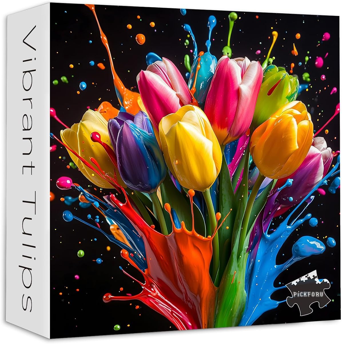 Rompecabezas de 1000 piezas de tulipanes degradados para adultos, rompecabezas de arte de flores coloridas de PICKFORU, tema de planta de primavera difícil y desafiante como decoración de pared