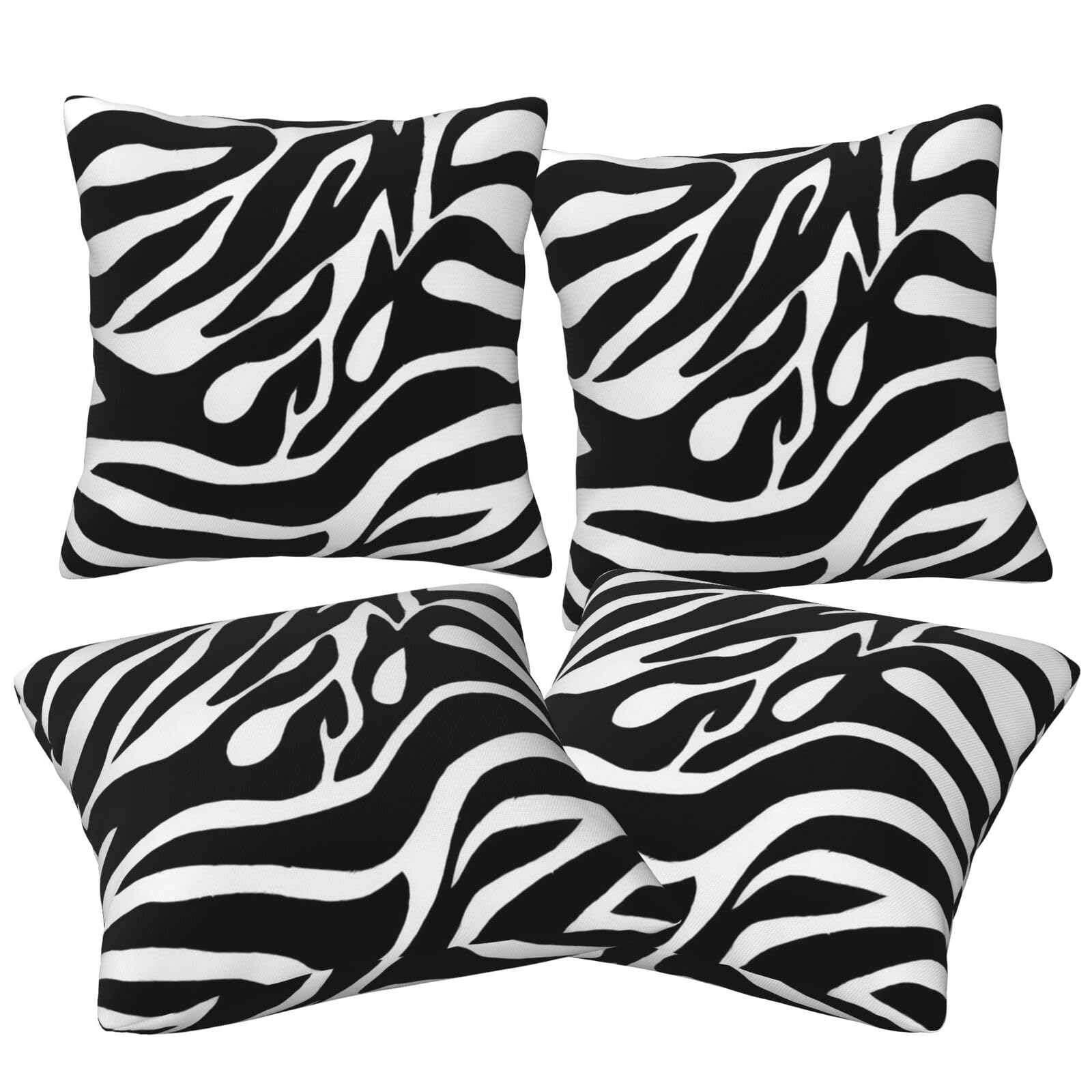 Vgfjhndf Zebra Print Printed Throw Pillow Case Cushion Cover Set Of 4 - Square Modern Home Pillowcases 45X45 Cm
