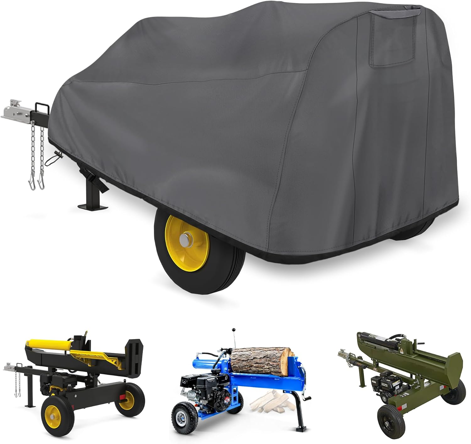 Log Splitter Cover, Heavy Duty Waterproof Tear-Resistant Oxford Cloth Wood Splitter Cover for 15-45tons with Log Splitter Wheel Covers (83"L X 45"W X 39"H)