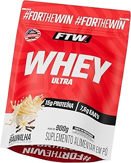 FTW Whey Ultra Protein com Proteína Concentrada WPC, Suplemento Alimentar em Pó com 15g de Proteína por Porção, Rico em Aminoácidos Essenciais, Sem Glúten – Refil 900g (Sabor Baunilha)