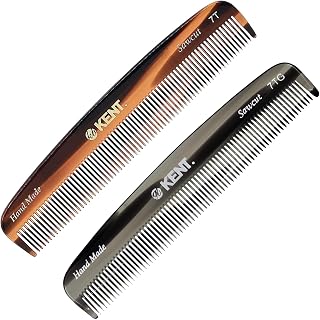 Kent 7T-7T G All Fine Tooth Pocket Comb for Men, Hair Comb Straightener for Everyday Grooming Styling Hair, Mustache and Beard, Use Dry or with Balms, Saw Cut and Hand Polished, Made in England