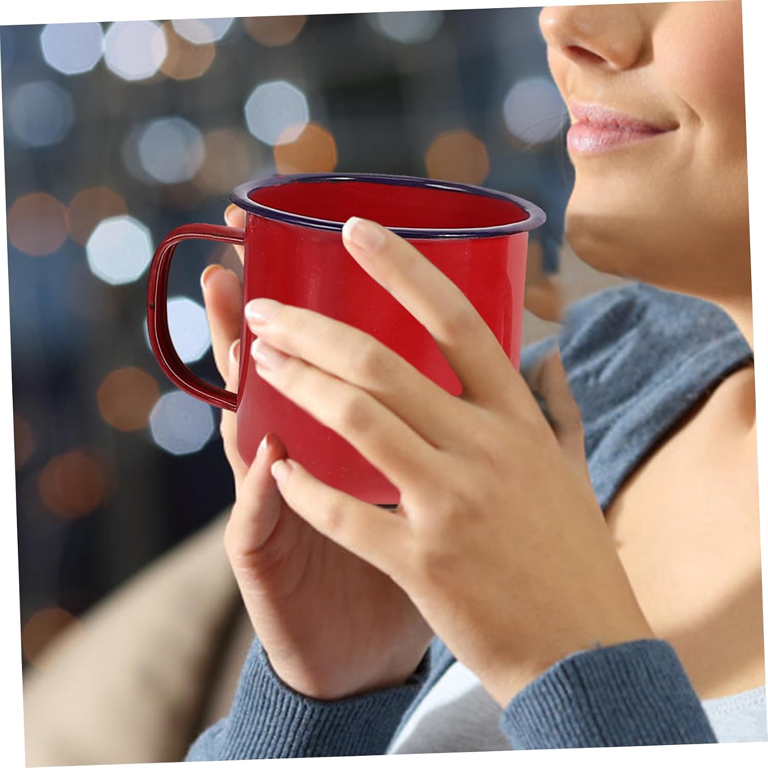 Healifty Enamel Camping Mug Set 4 Sizes 120Ml-500Ml Lightweight Tea Cups Milk Cups for Hiking Picnic Home Office