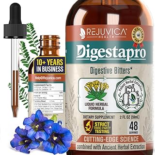 Rejuvica Health DigestaPro - Digestive Bitters for Advanced Fast-Acting, Digestive Support - Alcohol-Free - Gentian, Ginger, Artichoke, Burdock, Chanca Piedra and More