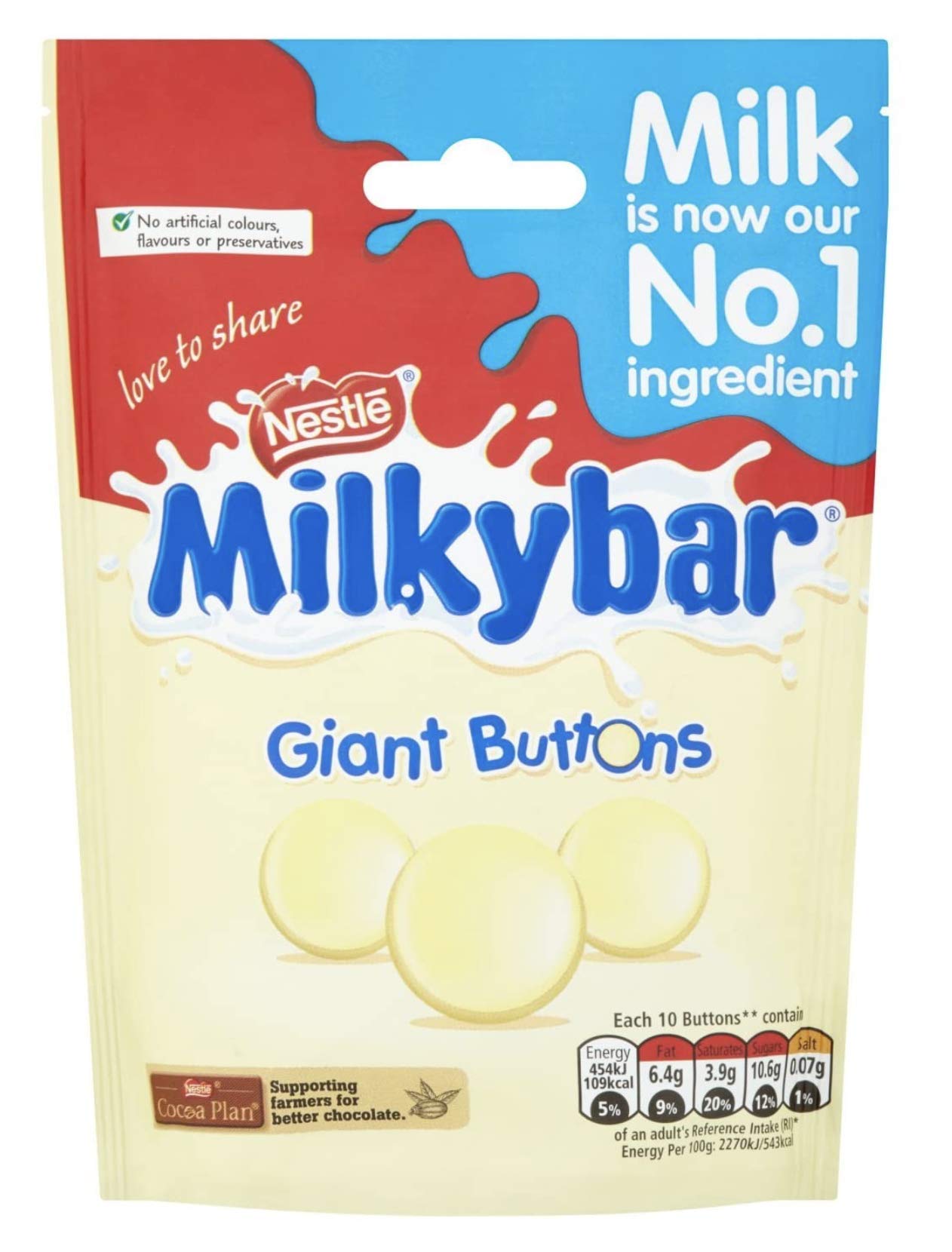 Nestle Milkybar Giant Buttons Sharing Bag White Chocolate, 103 g