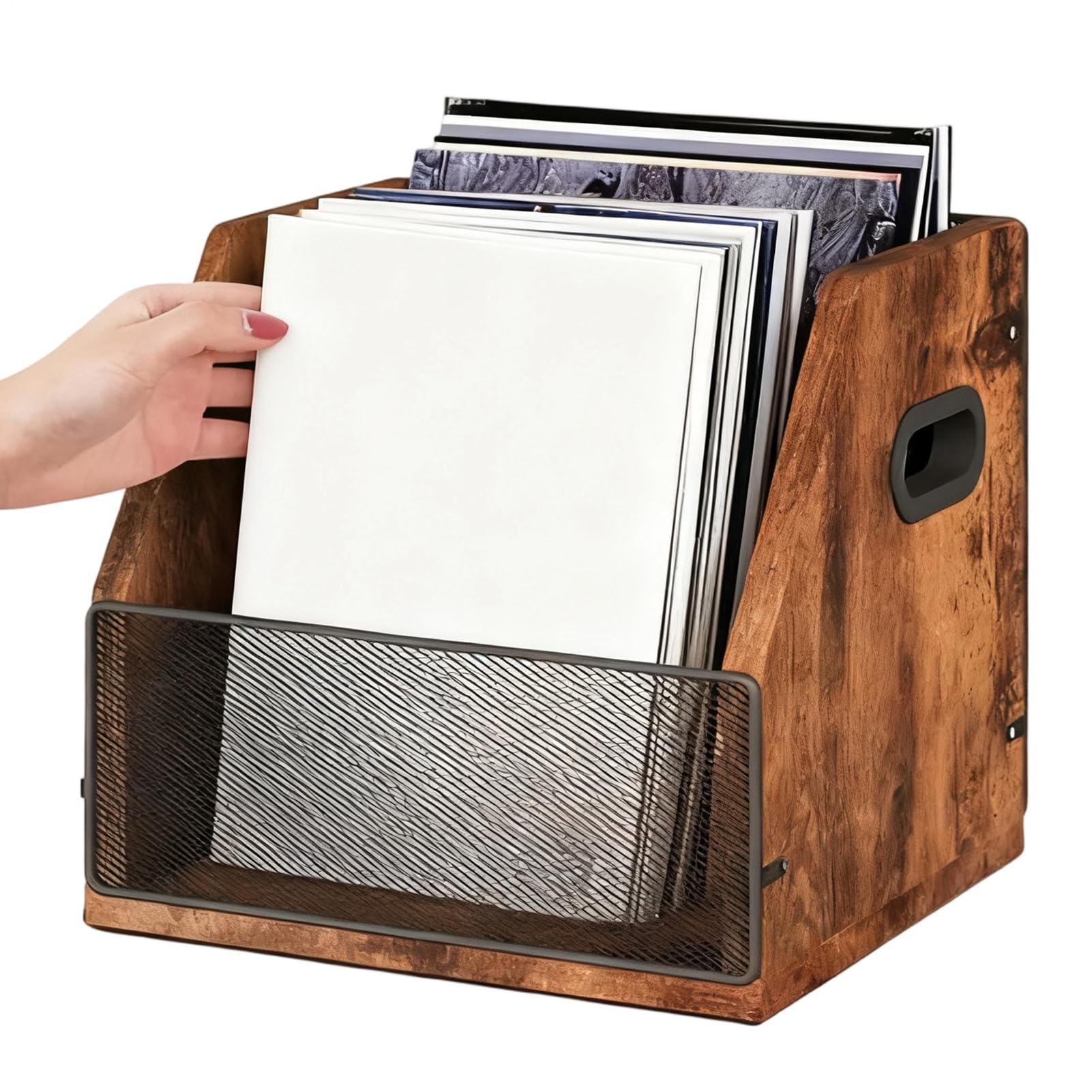 Archivio Dischi da Scrivania Organizzatore Album In Legno Stile Retrò | Cassa Espositiva Dischi Per Appartamento Camera Da Garage Armadio Adolescenti Adulti Amanti Della Musica Collezionisti