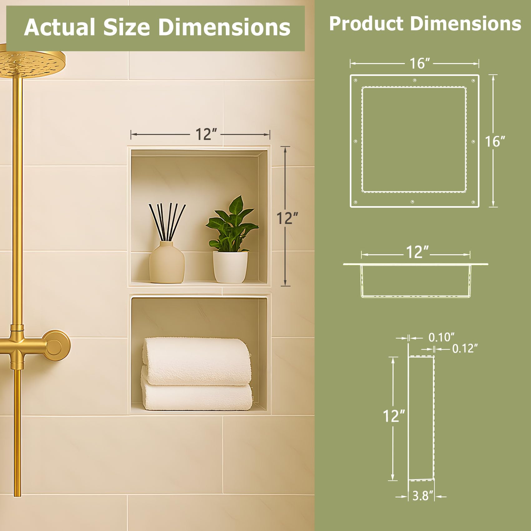 Amazon | Suteck 16インチ x 16インチ 埋め込み式シャワーニッチ