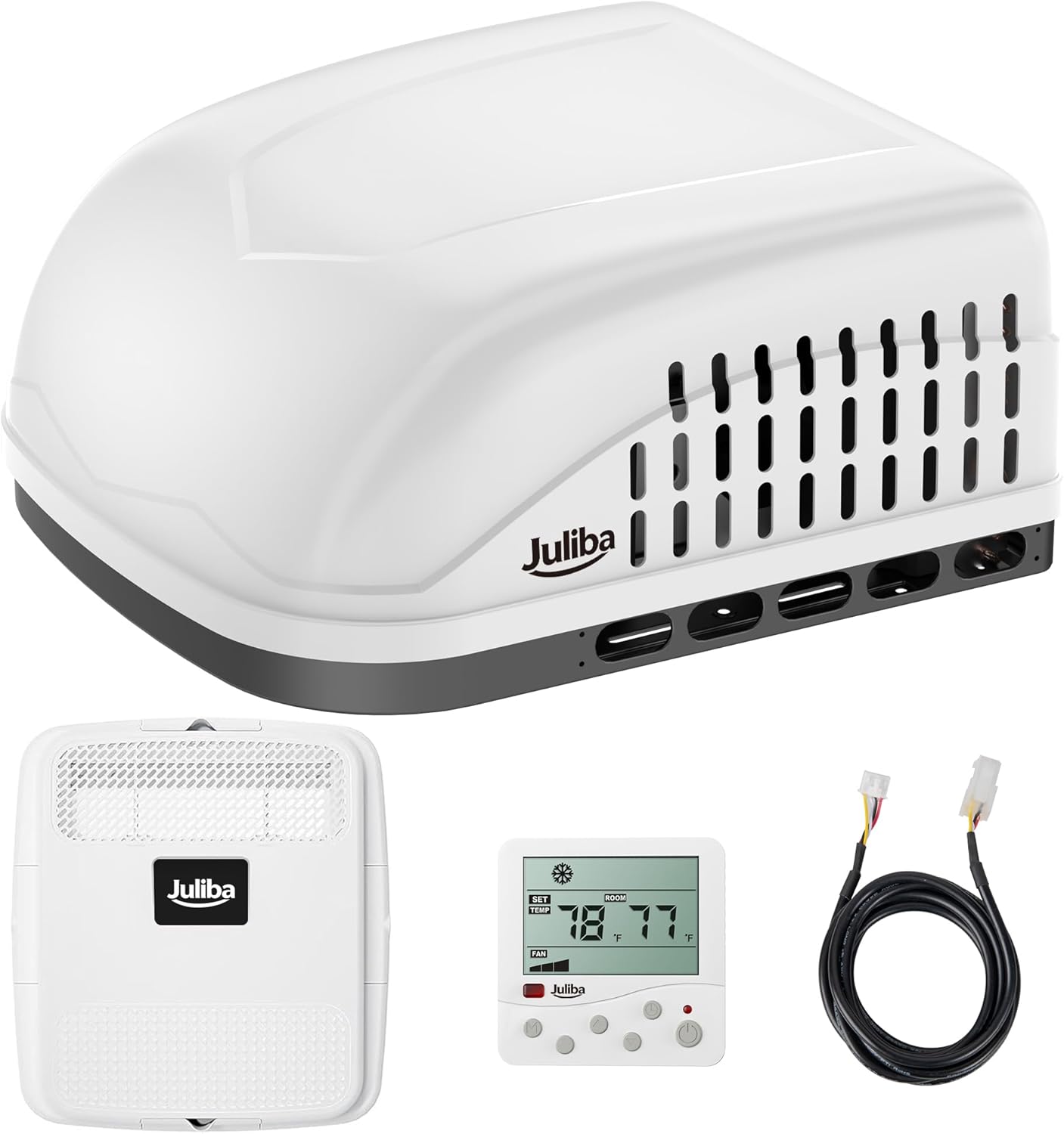 18000 BTU RV Rooftop Air Conditioner with Heat Pump, Non-Ducted RV AC Unit, 110-120V Quiet Cooling & Heating, Camper AC for RV, Travel Trailer, Fifth Wheel & Food Truck, Easy Install, White